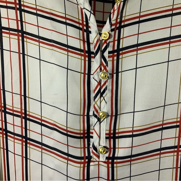 The Limited Plaid 3/4 Sleeve Button Front Easy Travel Top Sz XL - Picture 4 of 10